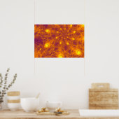 GOLDENE ORANGE-FRACTAL-KUNST – PSYCHEDELISCHE SPIR POSTER (Küche)