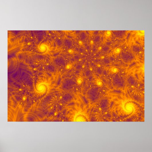 GOLDENE ORANGE-FRACTAL-KUNST – PSYCHEDELISCHE SPIR POSTER (Vorne)
