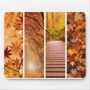 Goldene Orange Herbst-Ahornblätter Banner Foto Kun Mousepad
