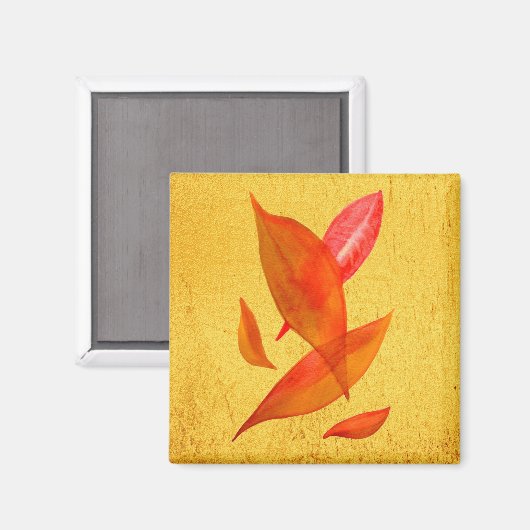 Goldene Orange Herbstblatt Moderne Kunst Magnet (Vorderseite/Rückseite)