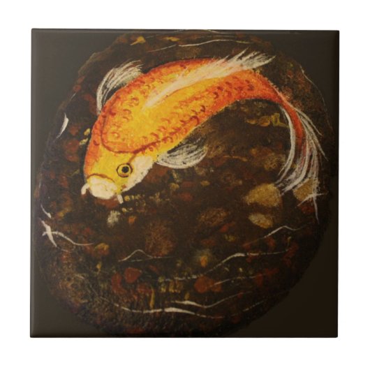 Goldene orange Koi Fische Fliese (Vorderseite)