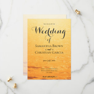 Goldene orange Sommer Meereswellen Hochzeit Save The Date