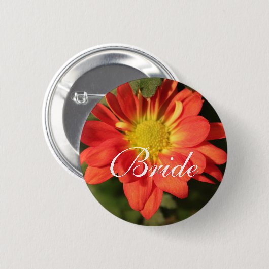 Goldene, orangefarbene Blume. Button (Vorne & Hinten)