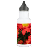 Goldene, orangefarbene Blume. Edelstahlflasche (Links)