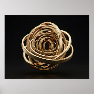 Goldene Orbitalringe Luxus-Abstraktleinwanddruck Poster