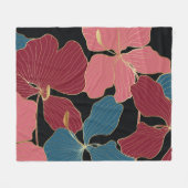 Goldene Orchideen, elegante Blumen-Linien Kunst. Fleecedecke (Vorderseite (Horizontal))
