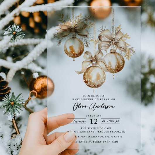 Goldene Ornament Akrylylic Baby Dusche Einladung