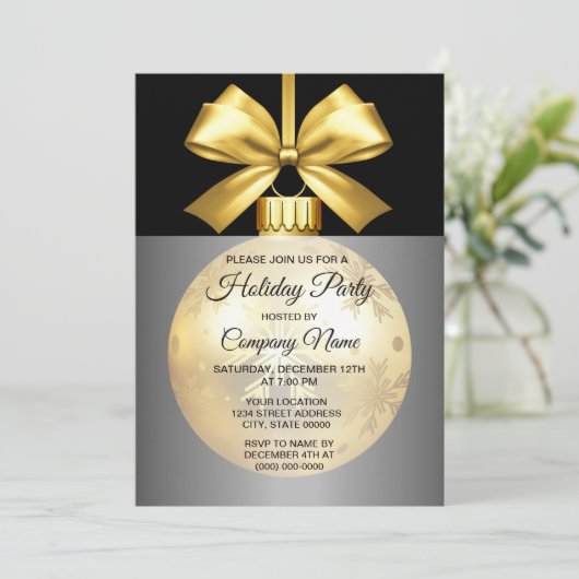 Goldene Ornament Einladung (Stehend Vorderseite)