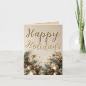 Goldene Ornament Grün Urlaub Wünsche Weihnachten Karte (Vorderseite)