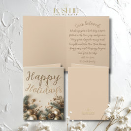 Goldene Ornament Grün Urlaub Wünsche Weihnachten Karte