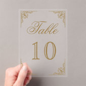 Goldene, ornamentale Hochzeits-Acryltisch-Nummer Acryleinladungen (Insitu (Handheld))