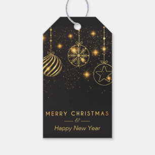 Goldene Ornamente auf schwarz Geschenkanhänger