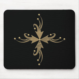 Goldene Ornamente auf schwarzem Hintergrund Mousepad