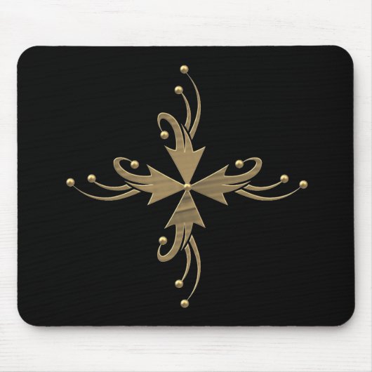 Goldene Ornamente auf schwarzem Hintergrund Mousepad (Vorne)