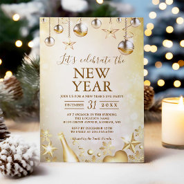 Goldene Ornamente feiern das neue Party Einladung