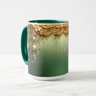 Goldene Ornamente Festliches Grün Feiertagsbecher Tasse