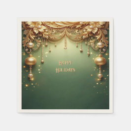 Goldene Ornamente Festliches Grün Feiertagsserviet Serviette