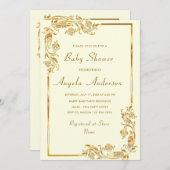 Goldene Ornamente Gerahmte Kinderdusche Einladung (Vorne/Hinten)