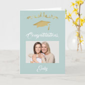 Goldene Ornamente Glückwunsch Graduate Foto Karte (Gelbe Blume)