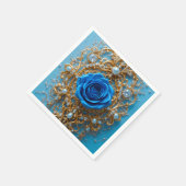 Goldene Ornamente mit blauer Rose und Perle Serviette (Ecke)