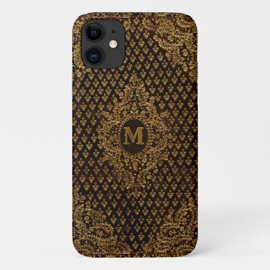 Goldene Ornamente mit der Monogramm Case-Mate iPhone Hülle (Rückseite)