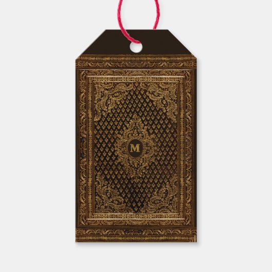 Goldene Ornamente mit der Monogramm Geschenkanhänger (Vorderseite)