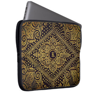 Goldene Ornamente Mit Monogramm Laptopschutzhülle