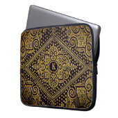 Goldene Ornamente Mit Monogramm Laptopschutzhülle (Vorderseite Links)