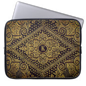 Goldene Ornamente Mit Monogramm Laptopschutzhülle (Vorderseite)