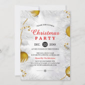Goldene Ornamente Silver White Christmas Party Einladung (Vorderseite)