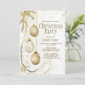 Goldene Ornamente Weihnachten Einladung (Stehend Vorderseite)