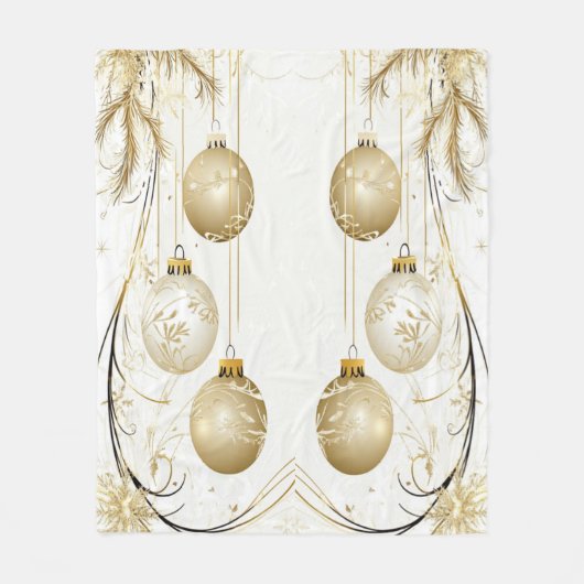 Goldene Ornamente Weihnachten Fleecedecke (Vorderseite)