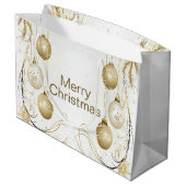 Goldene Ornamente Weihnachten Große Geschenktüte (Rückseite Schrägansicht)