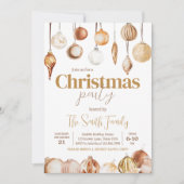 Goldene Ornamente Weihnachten Party Einladung (Vorderseite)