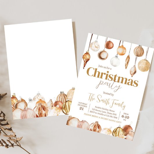 Goldene Ornamente Weihnachten Party Einladung
