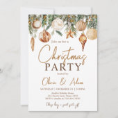 Goldene Ornamente Weihnachten Party Einladung (Vorderseite)