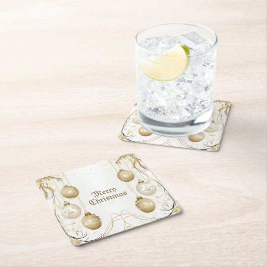 Goldene Ornamente Weihnachten Rechteckiger Pappuntersetzer (Vor Ort)