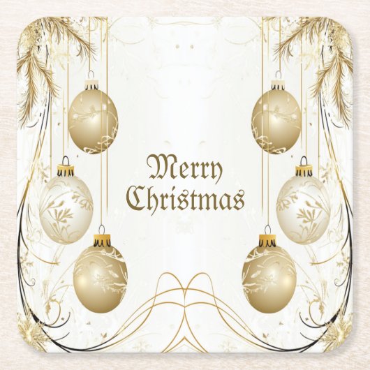 Goldene Ornamente Weihnachten Rechteckiger Pappuntersetzer (Vorderseite)