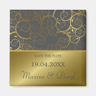 Goldene Ornamentik Der Weintraub rettet das Datum Magnet