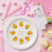 Goldene Ostereier auf Elfenbein Pappteller (Party)