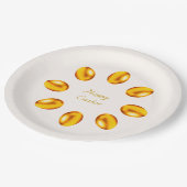 Goldene Ostereier auf Elfenbein Pappteller (Schrägansicht)