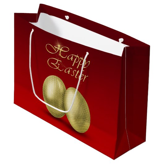 Goldene Ostereier - Große Geschenktasche Geschenktüte (Vorderseite Schrägansicht)