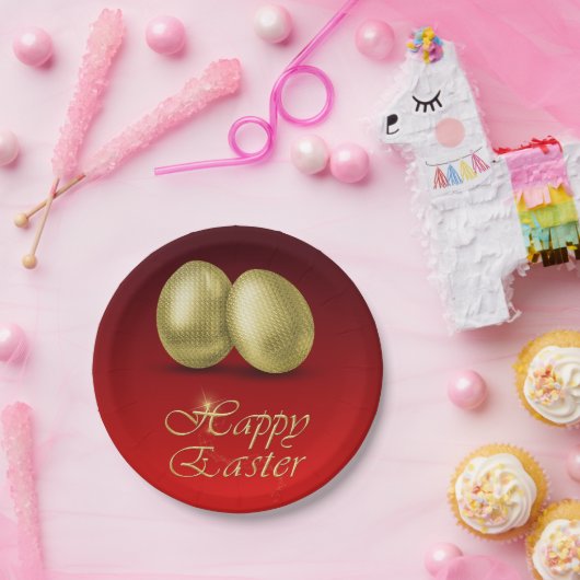 Goldene Ostereier - Papierplatte Pappteller (Party)