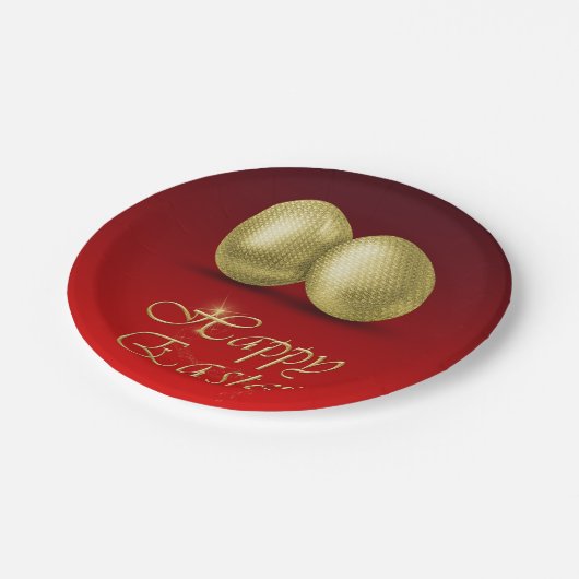 Goldene Ostereier - Papierplatte Pappteller (Schrägansicht)