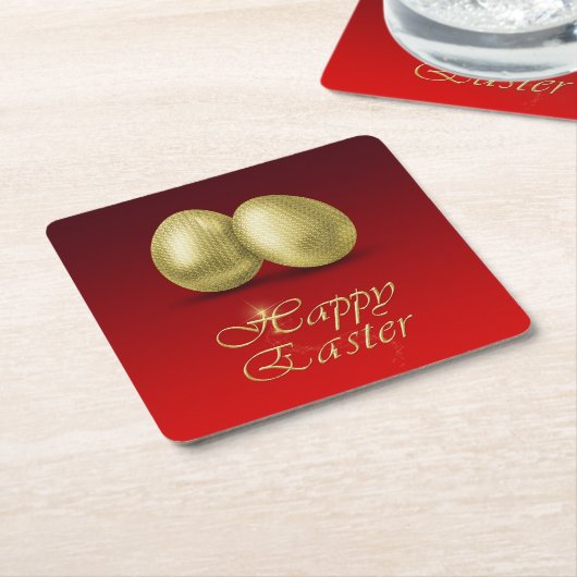 Goldene Ostereier - Untersetzer auf Papier (angewinkelt)