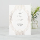 Goldene Oval Geometrische Art Deco Gatsby Hochzeit Einladung (Stehend Vorderseite)