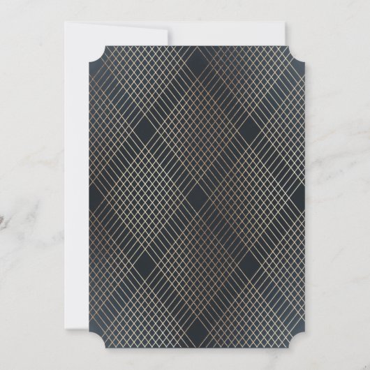 Goldene Oval Geometrische Art Deco Gatsby Hochzeit Einladung (Rückseite)