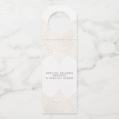 Goldene Oval Geometrische Art Deco Gatsby Hochzeit Flaschenanhänger (Rückseite)