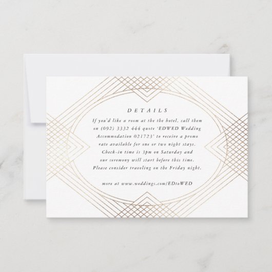 Goldene Oval Geometrische Art Deco Gatsby Hochzeit RSVP Karte (Vorderseite)