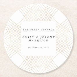 Goldene Oval Geometrische Art Deco Gatsby Hochzeit Runder Pappuntersetzer